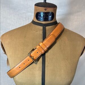 Tan Leather Belt with Gold Buckle